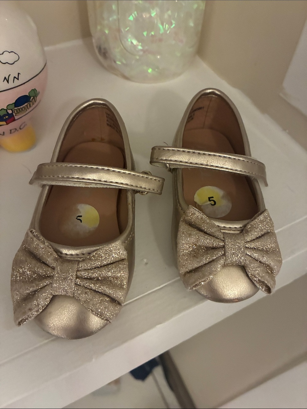 Sugar Girls Metallic Gold Bow Mary Jane Shoes